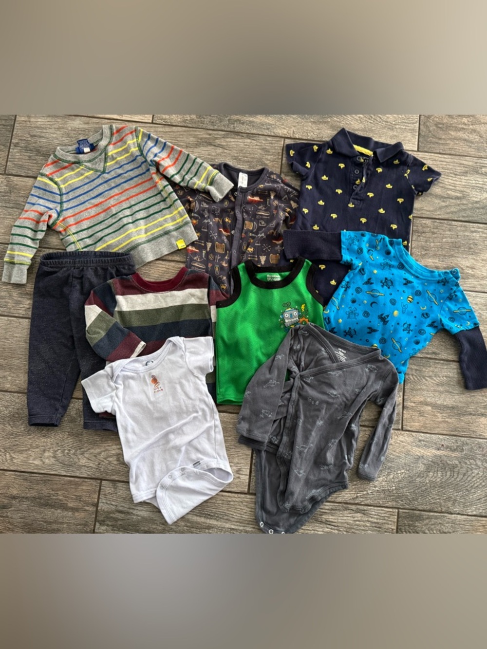 Garanimals Boys Multi-Color Tops & Polo Set - Navy, Blue, Green, Gray, White